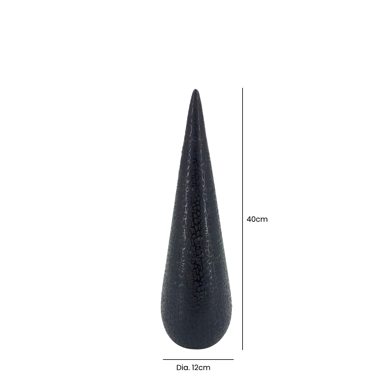 40cm Black Textured Cone Decoration