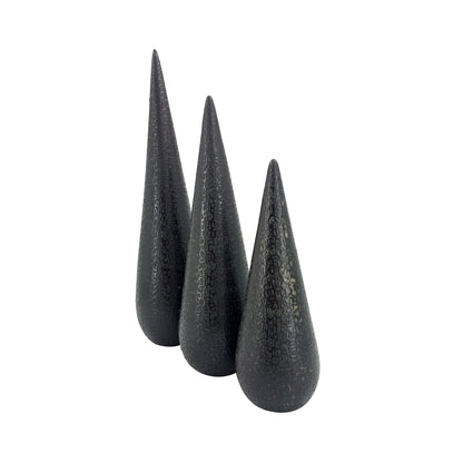 40cm Black Textured Cone Decoration