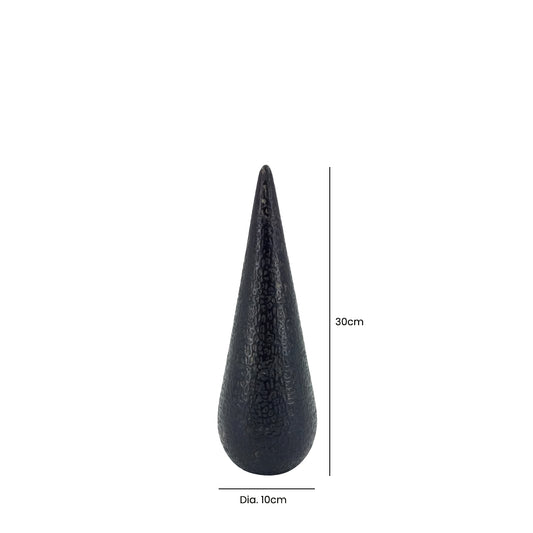 30cm Black Textured Cone Decoration