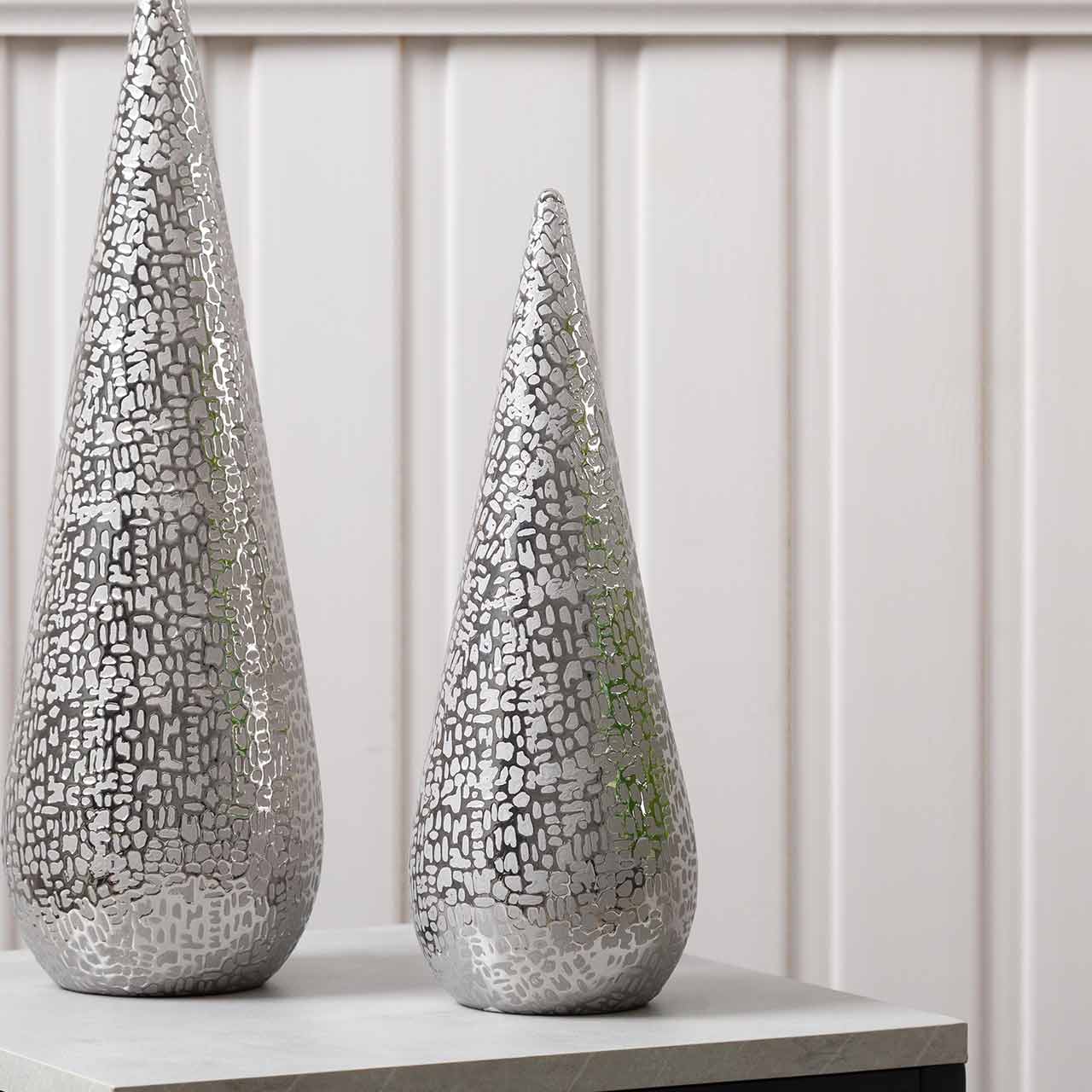 30cm Silver Textured Cone Decoration