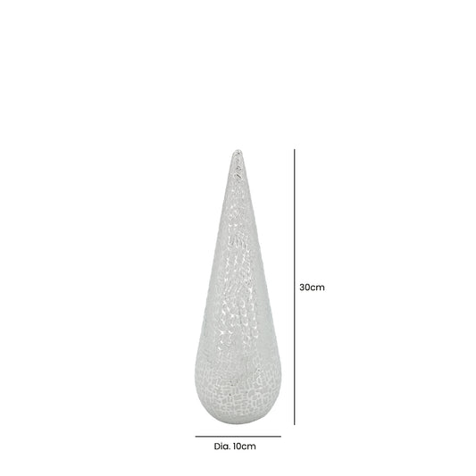 30cm Silver Textured Cone Decoration