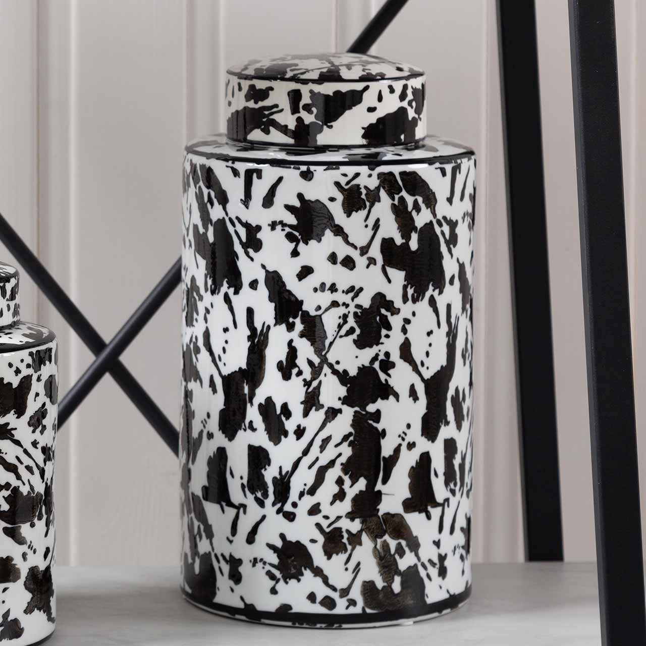 30cm Black and White Abstract Design Ginger Jar