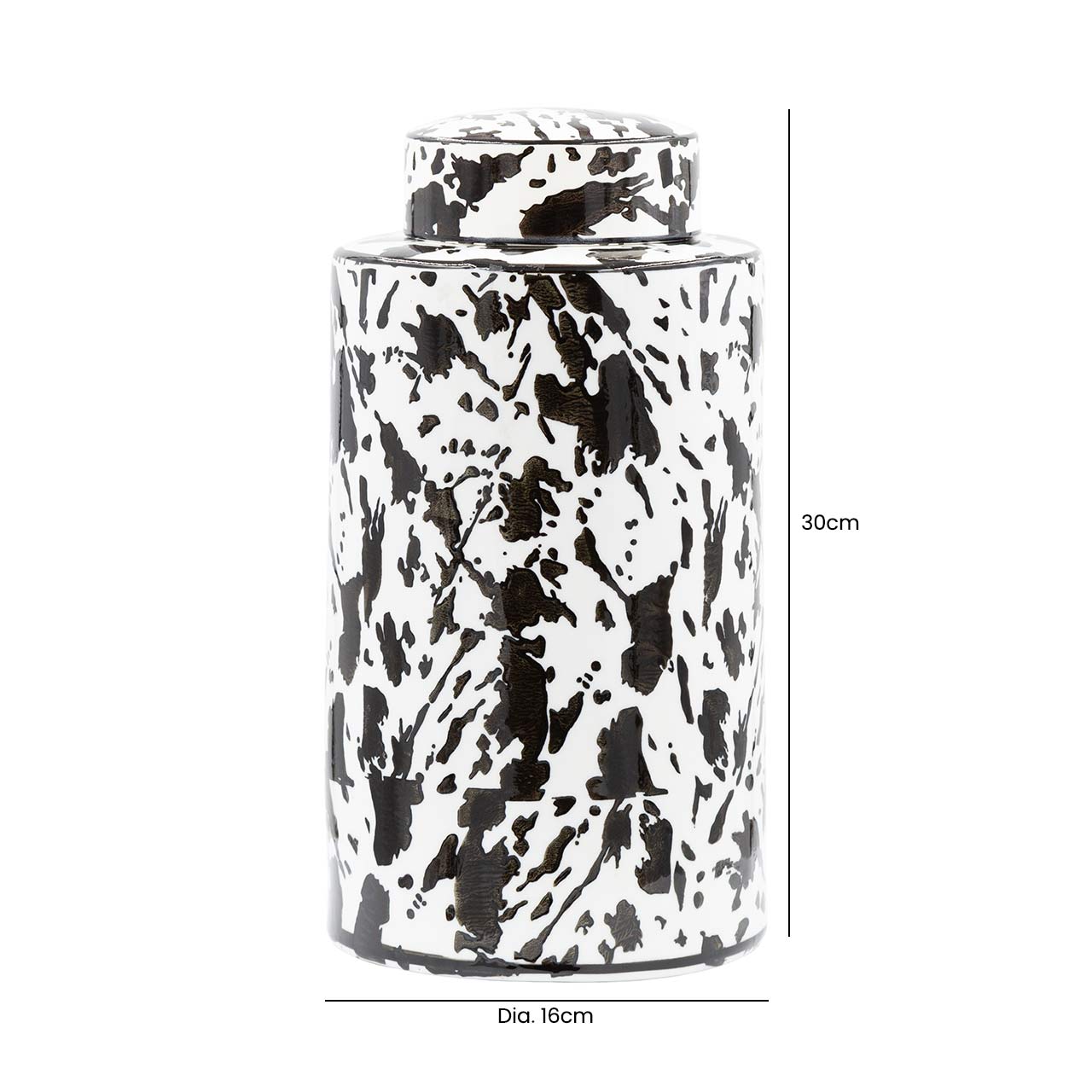 30cm Black and White Abstract Design Ginger Jar