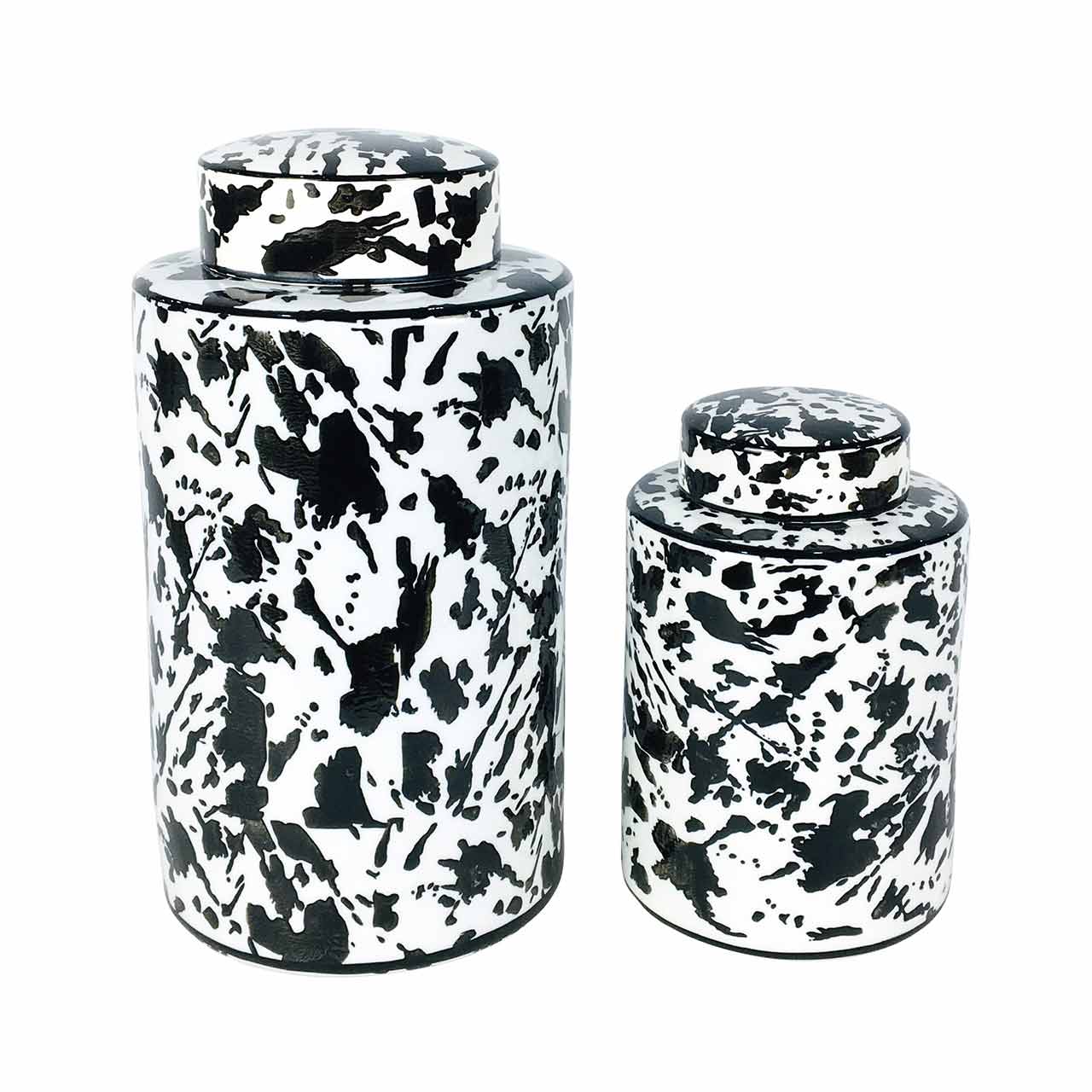 30cm Black and White Abstract Design Ginger Jar