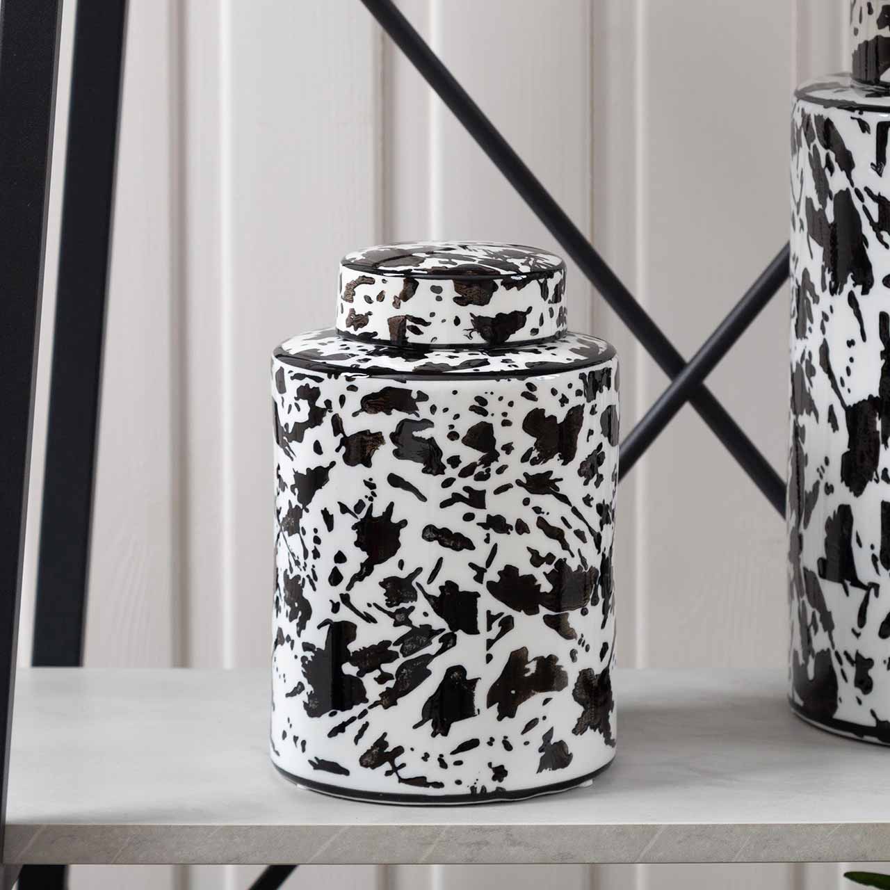 20.6cm Black and White Abstract Design Ginger Jar