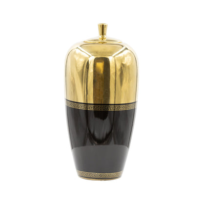 30.5cm Black and Gold Ginger Jar