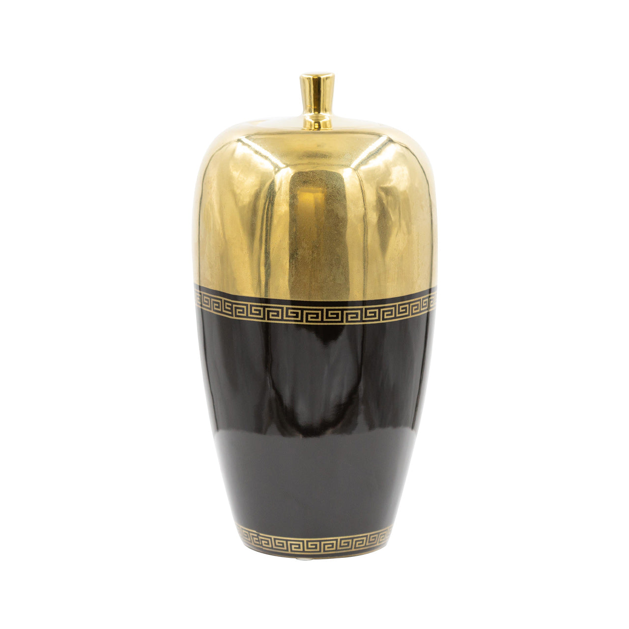 25cm Black and Gold Ginger Jar