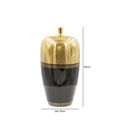 25cm Black and Gold Ginger Jar