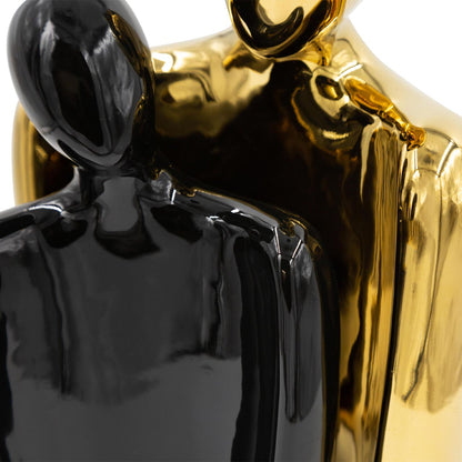 25cm Couple Sculpture Gold and Black