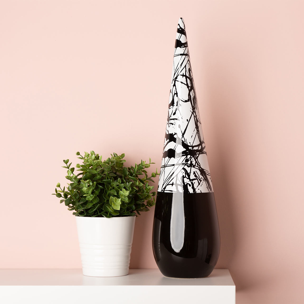 50.5cm Black and White Splash Cone Decoration