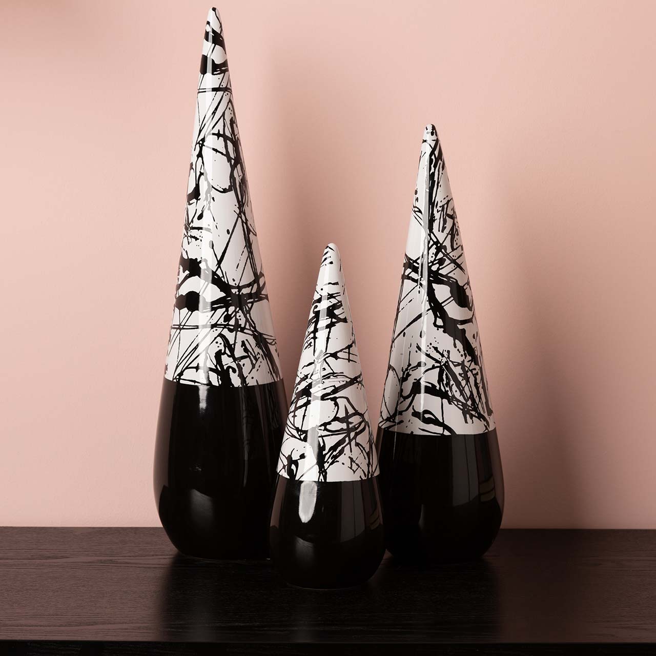 50.5cm Black and White Splash Cone Decoration