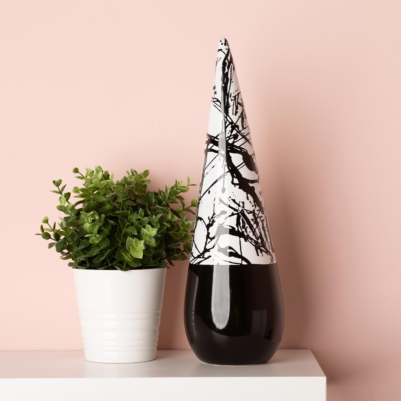 40cm Black and White Splash Cone Decoration