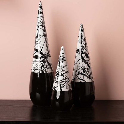 40cm Black and White Splash Cone Decoration