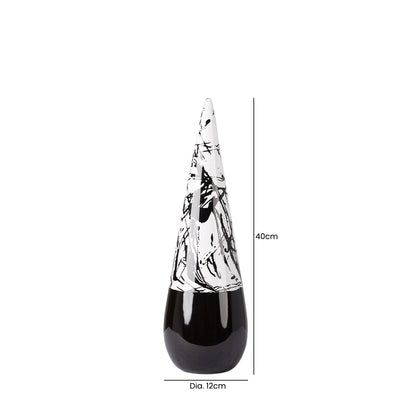 40cm Black and White Splash Cone Decoration