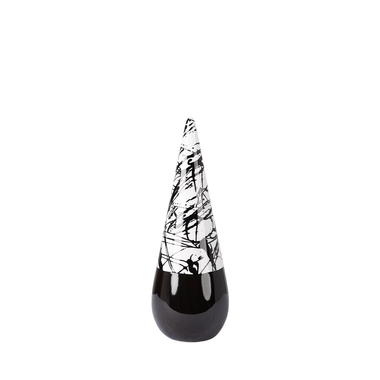 30cm Black and White Splash Cone Decoration