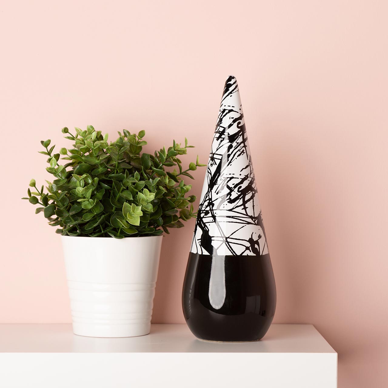 30cm Black and White Splash Cone Decoration