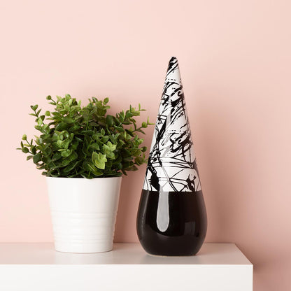 30cm Black and White Splash Cone Decoration