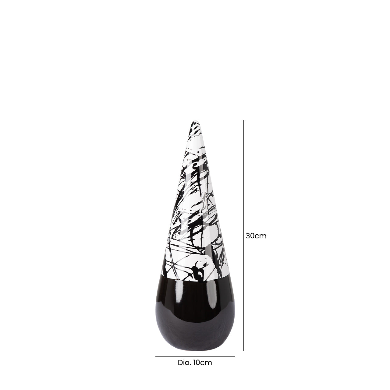 30cm Black and White Splash Cone Decoration