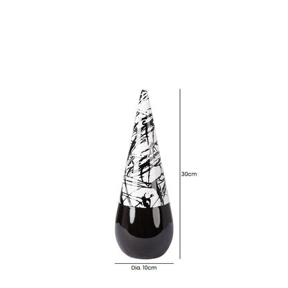 30cm Black and White Splash Cone Decoration