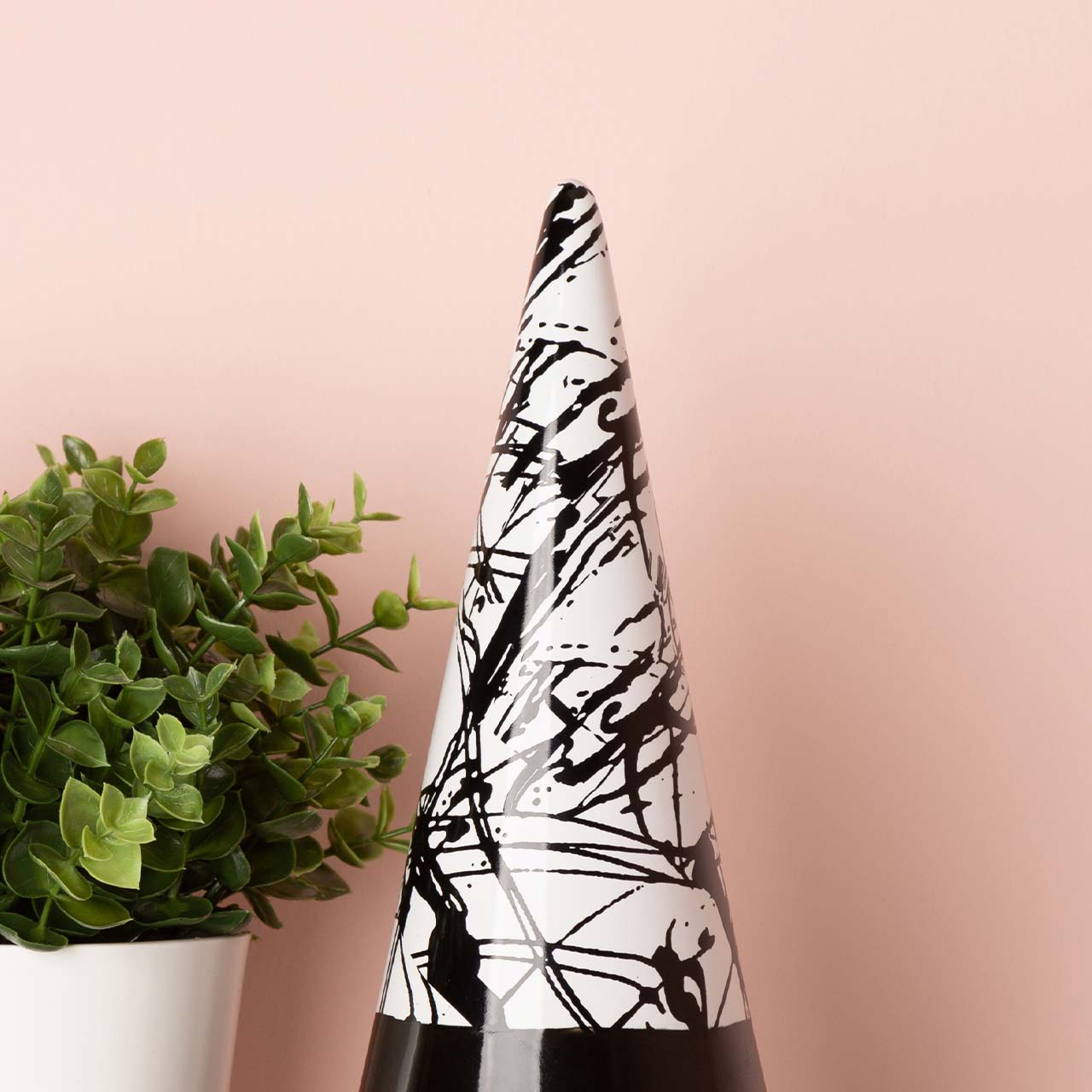 30cm Black and White Splash Cone Decoration