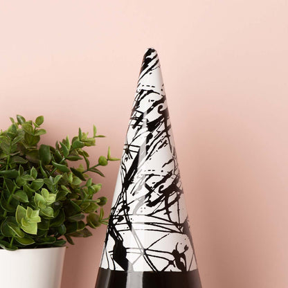 30cm Black and White Splash Cone Decoration