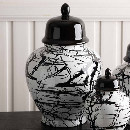 41cm Black and White Splash Ginger Jar