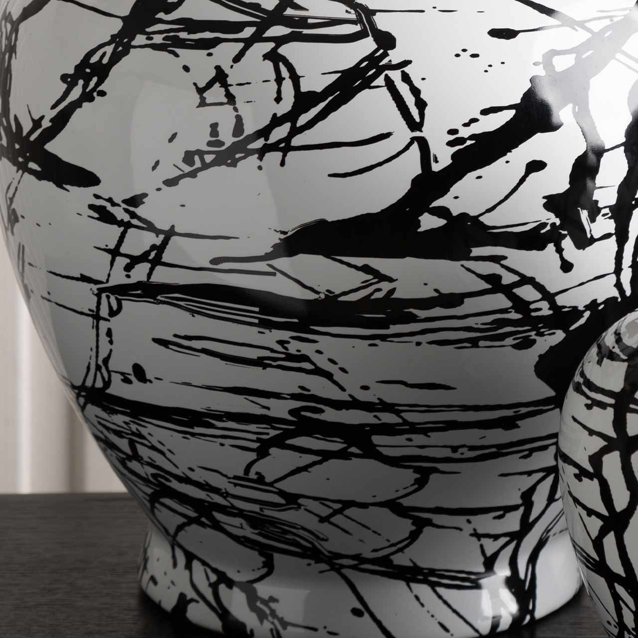 41cm Black and White Splash Ginger Jar