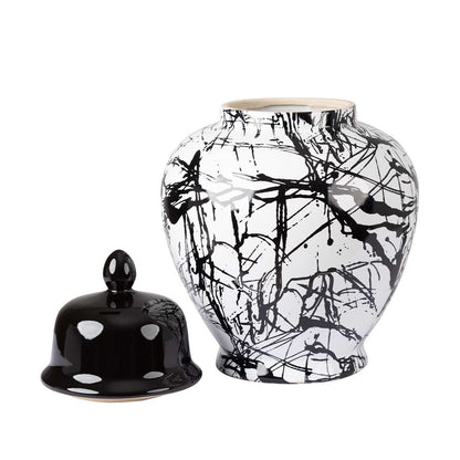 41cm Black and White Splash Ginger Jar