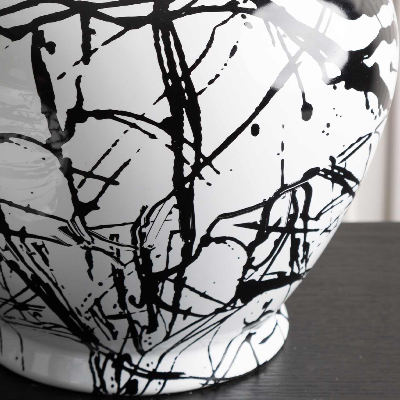 31.5cm Black and White Splash Ginger Jar