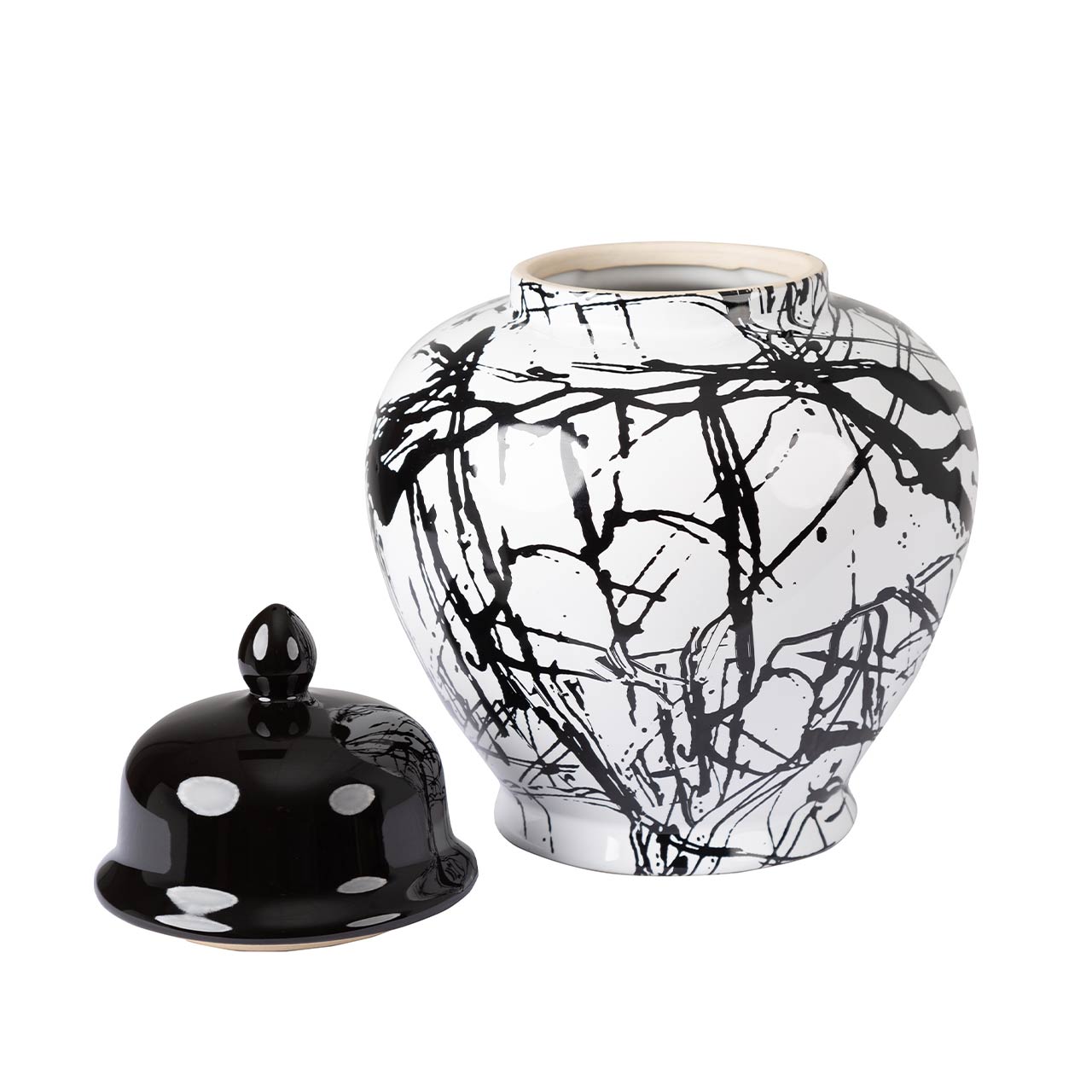 31.5cm Black and White Splash Ginger Jar