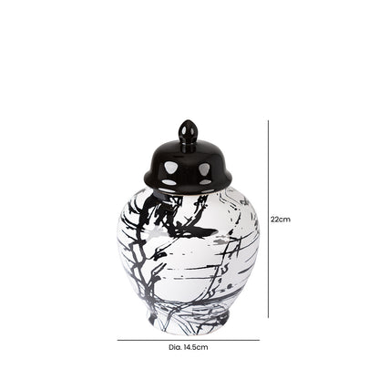 22cm Black and White Splash Ginger Jar