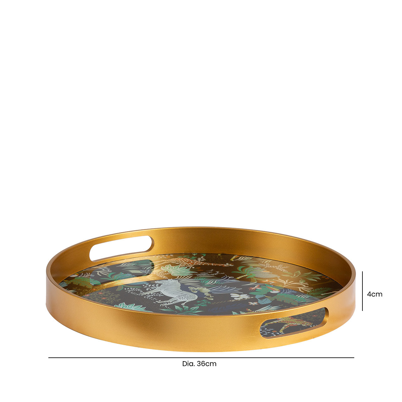 36cm Gold and Multicolored Round Tray