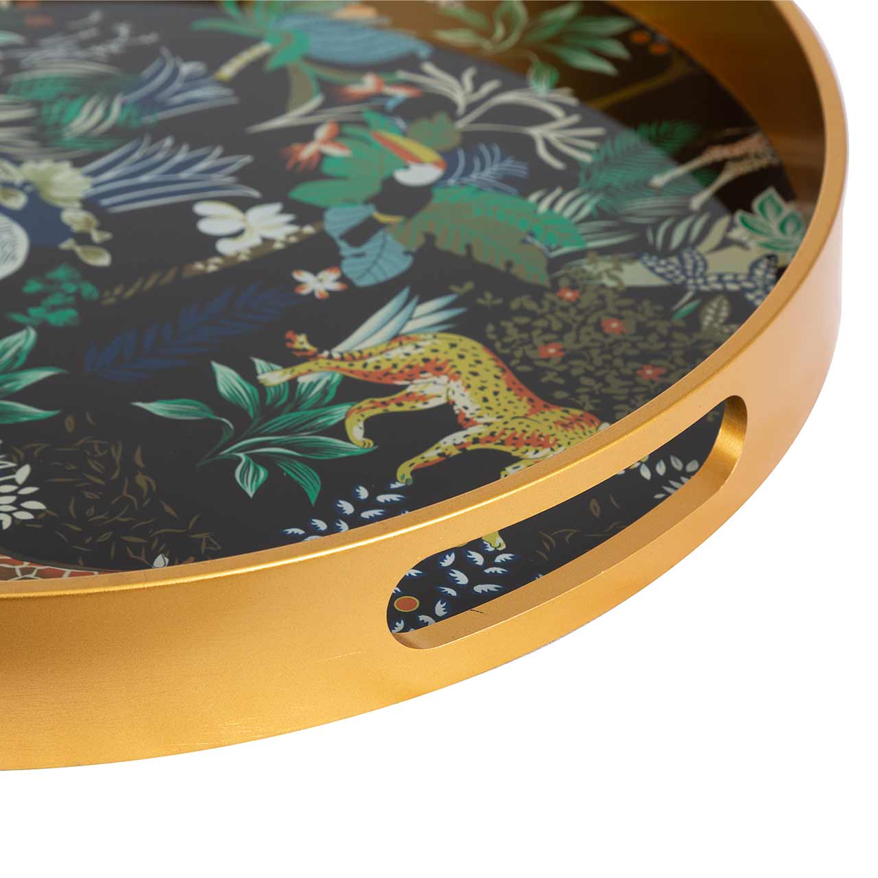 36cm Gold and Multicolored Round Tray