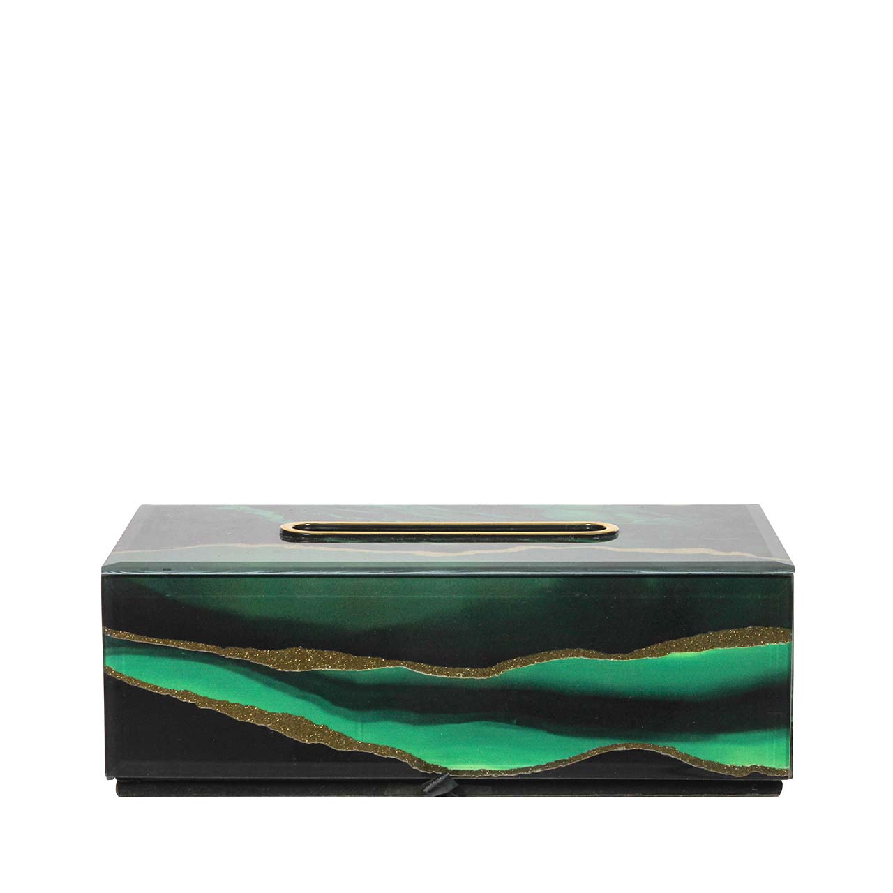 Green and Gold Agate Design Tissue Box Holder