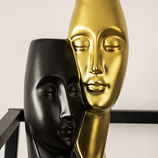 35cm Matte Gold and Matte Black Couple Sculpture