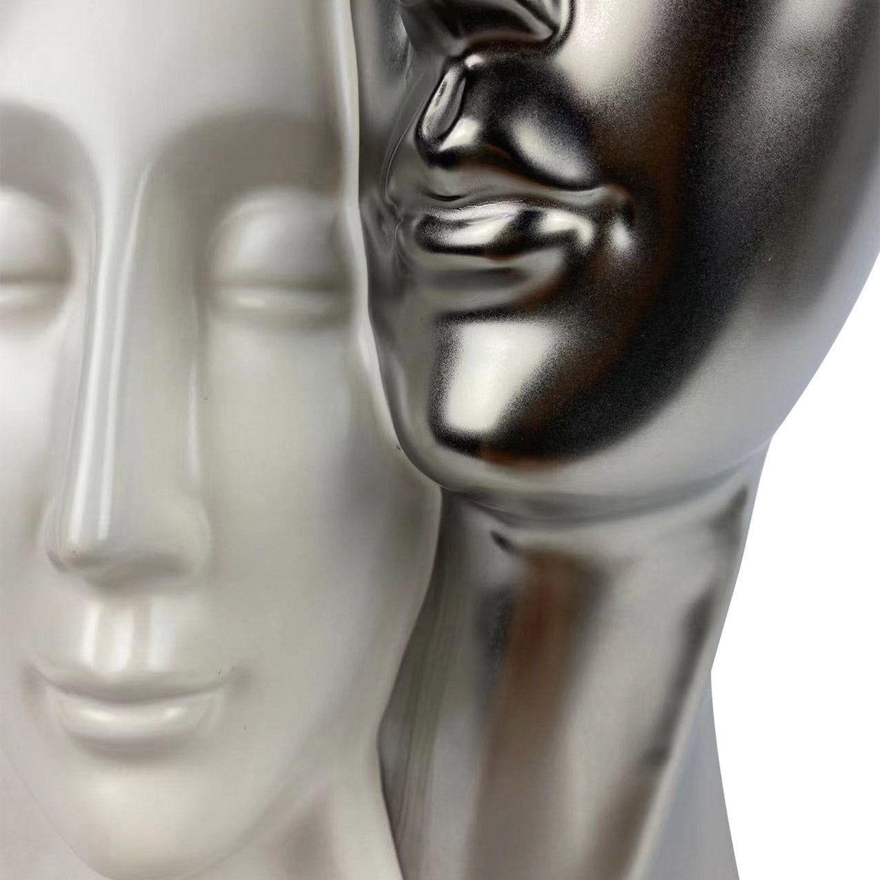 35cm Matte White and Matte Silver Couple Sculpture