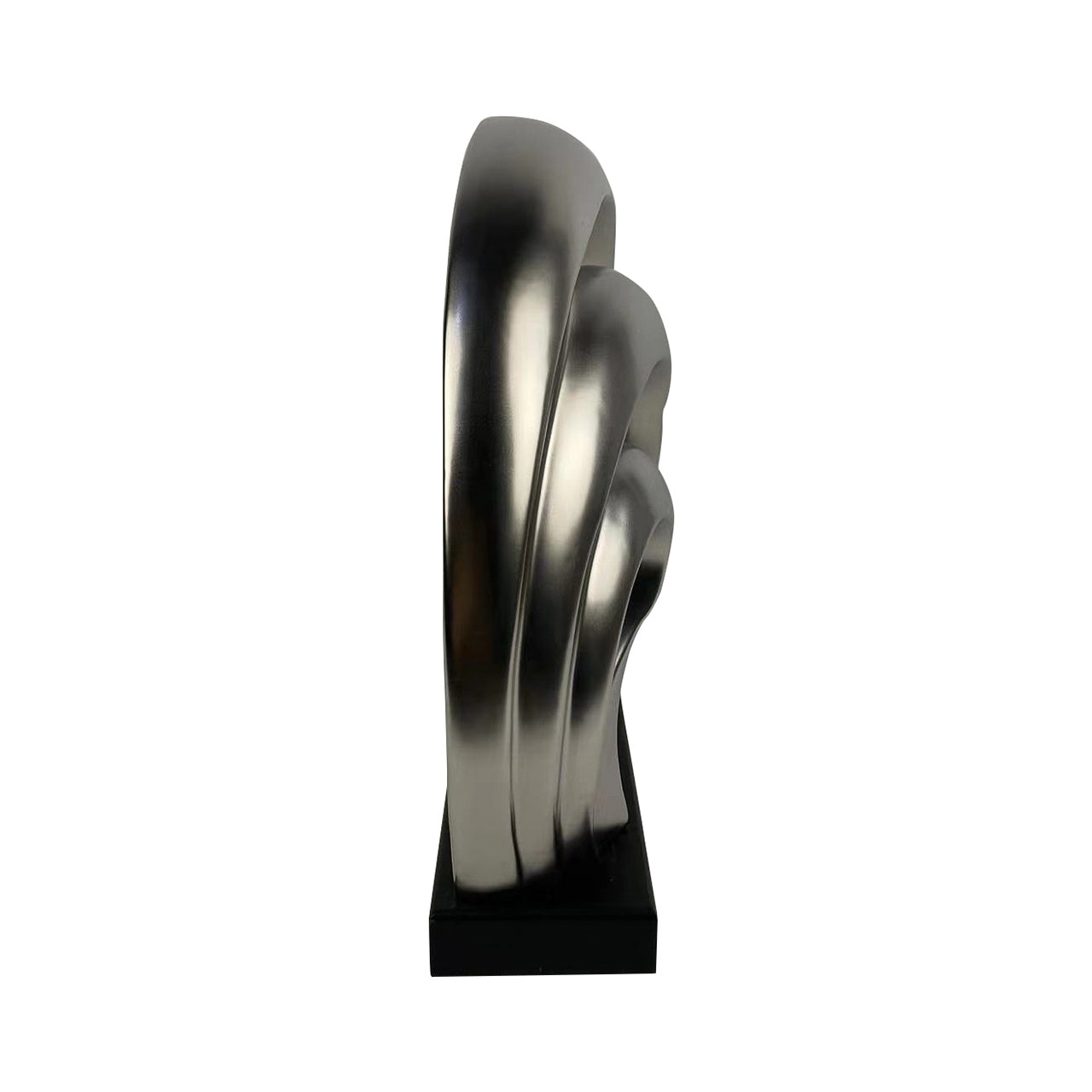 32cm Matte Silver 3 Faces Sculpture On Black Stand