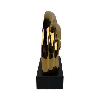 20cm Gold 3 Faces Sculpture on Black Stand