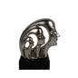 20cm Matte Silver 3 Faces Sculpture On Black Stand