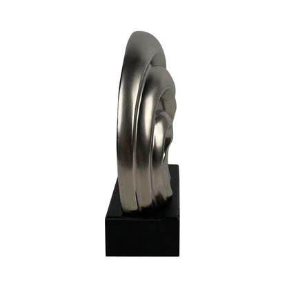 20cm Matte Silver 3 Faces Sculpture On Black Stand