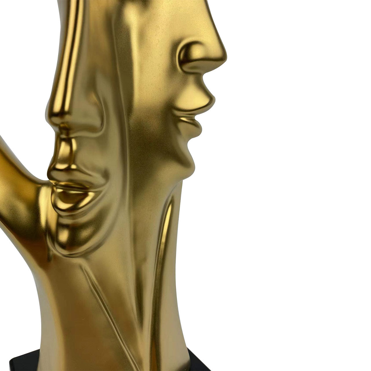 37.5cm Matte Gold 2 Faces Sculpture on Black Stand