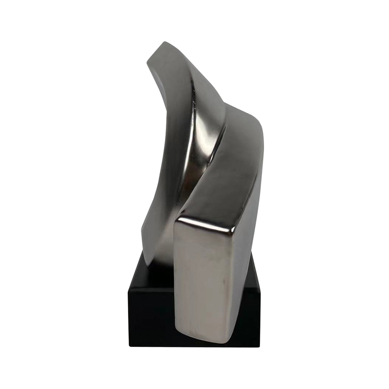 25.5cm Matte Silver Abstract Sculpture On Black Stand