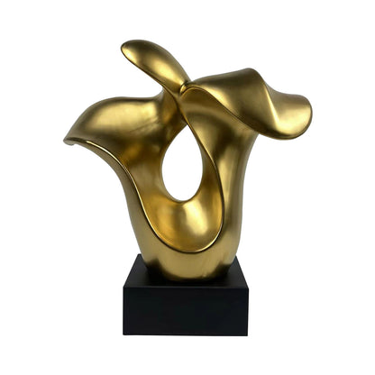 48.5cm Matte Gold Abstract Sculpture On Black Stand