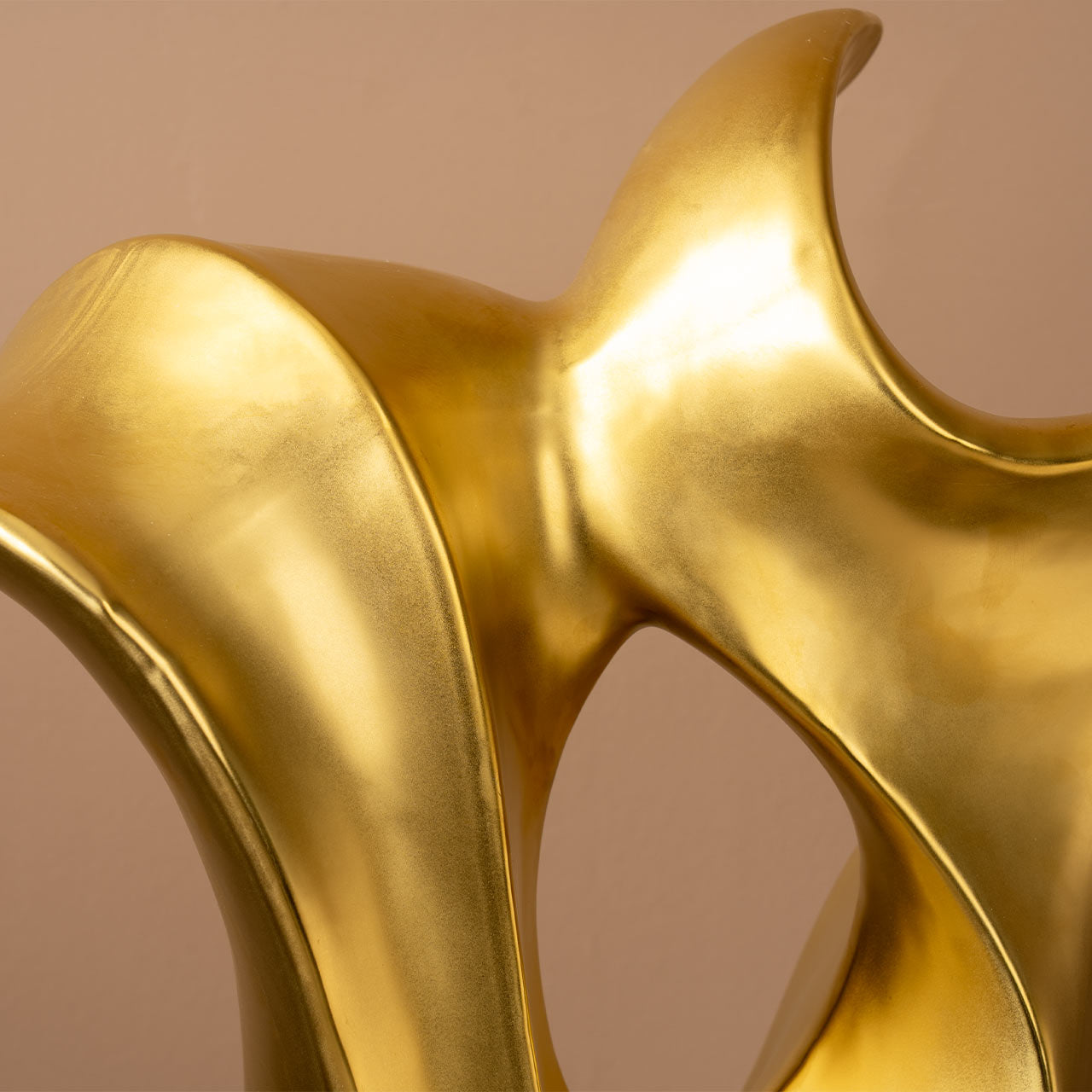 48.5cm Matte Gold Abstract Sculpture On Black Stand