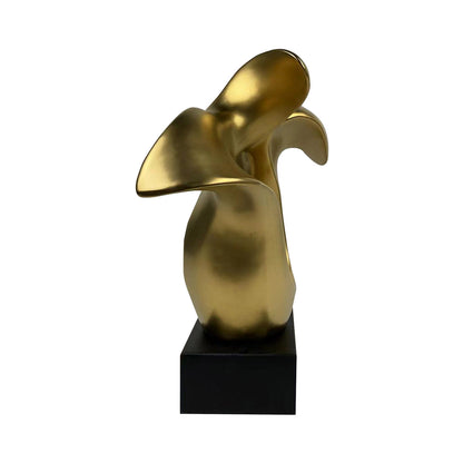 48.5cm Matte Gold Abstract Sculpture On Black Stand