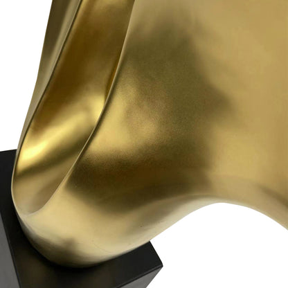 48.5cm Matte Gold Abstract Sculpture On Black Stand