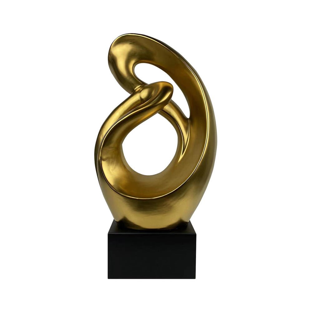 69cm Matte Gold Abstract Sculpture on Black Stand