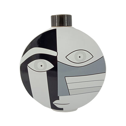 34cm Black and White Face Abstract Ginger Jar