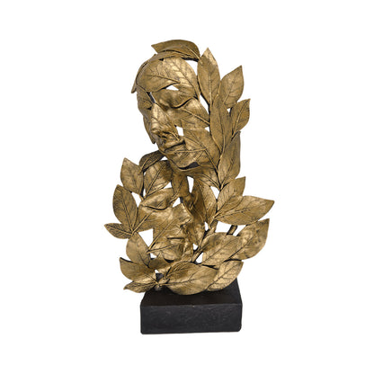 38.6cm Gold Polyresin Couple and Leaf Figurine Black Base