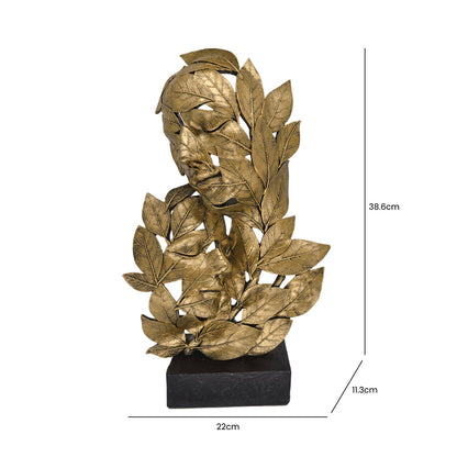 38.6cm Gold Polyresin Couple and Leaf Figurine Black Base